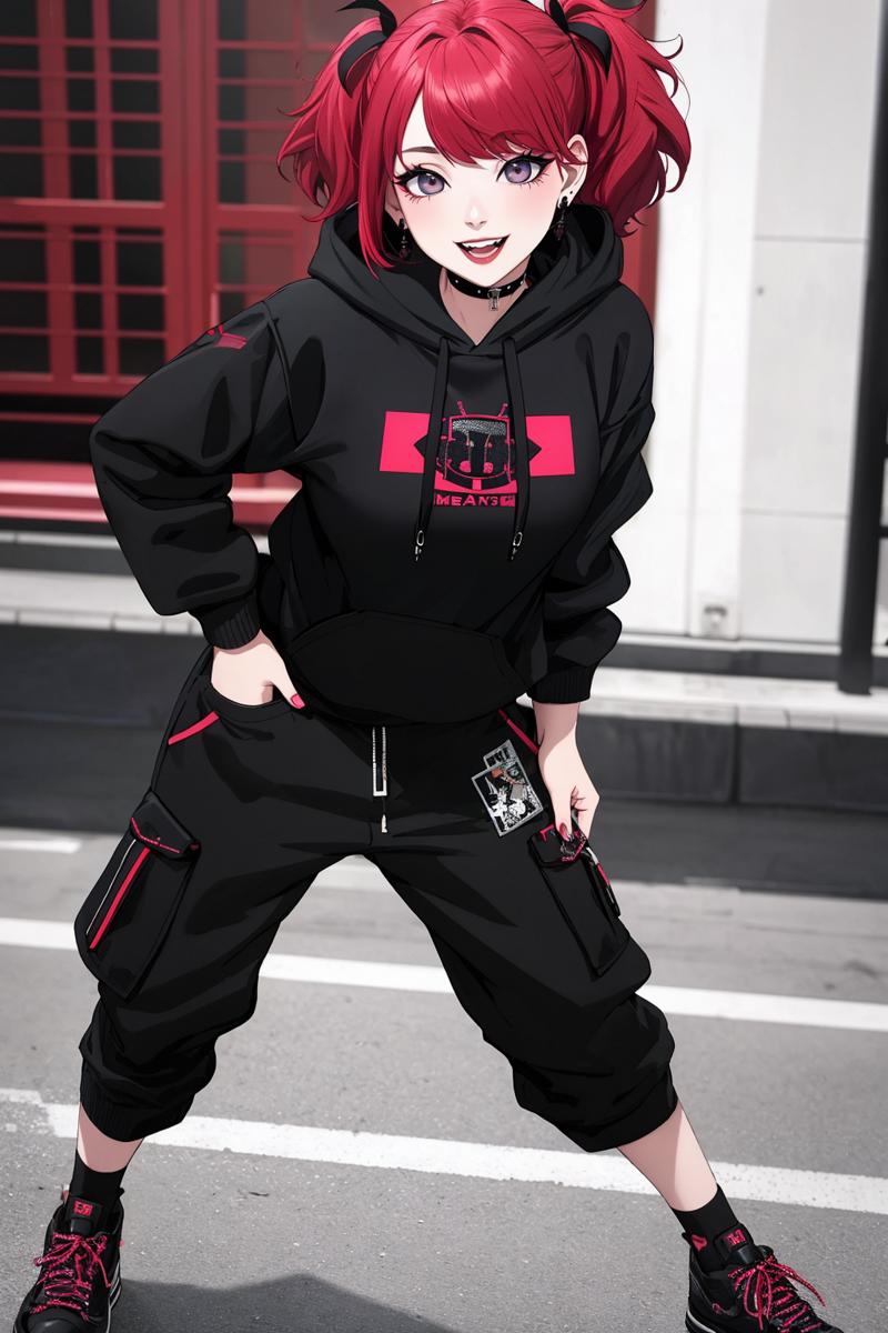 10484-2017469486-((Masterpiece, best quality,edgQuality)),_smiling,excited,red hair,woman,bob cut_edgPastelGoth,a woman in a black hoodie and car.png